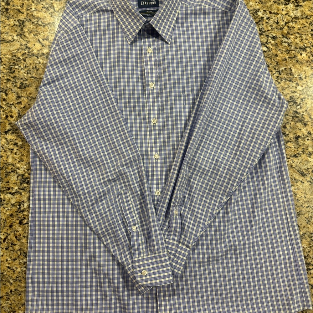 Stafford Navy and White Plaid Men's Shirt